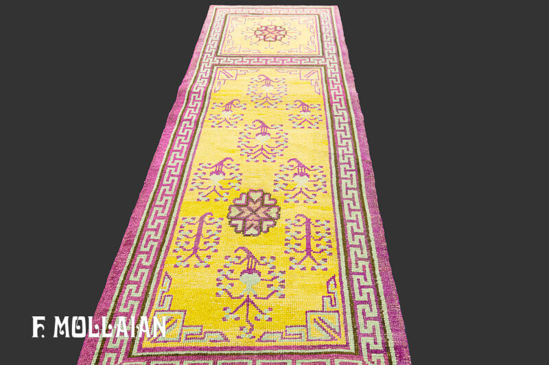 Yellowish Small Khotan Antique Runner Rug n°:A991111